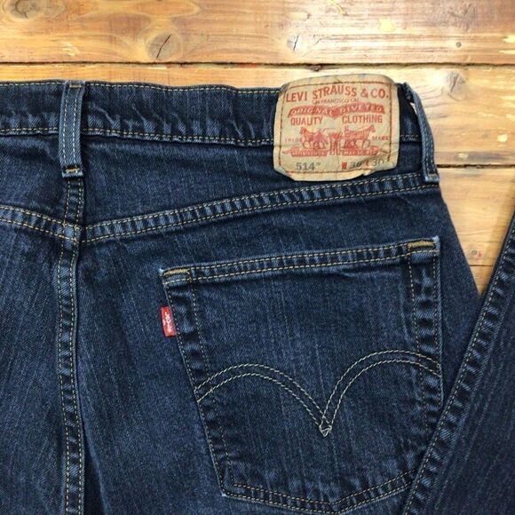 Men LEVIS 514 jeans 36 Style slim straight stretchy dark blue denim denim casual - Picture 7 of 12